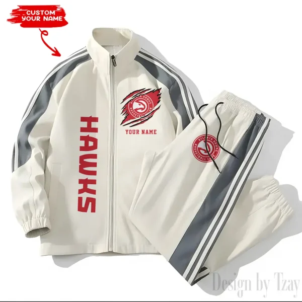 Atlanta Hawks NBA Casual Sports Suit Stand Collar Jacket And Trousers - Image 2