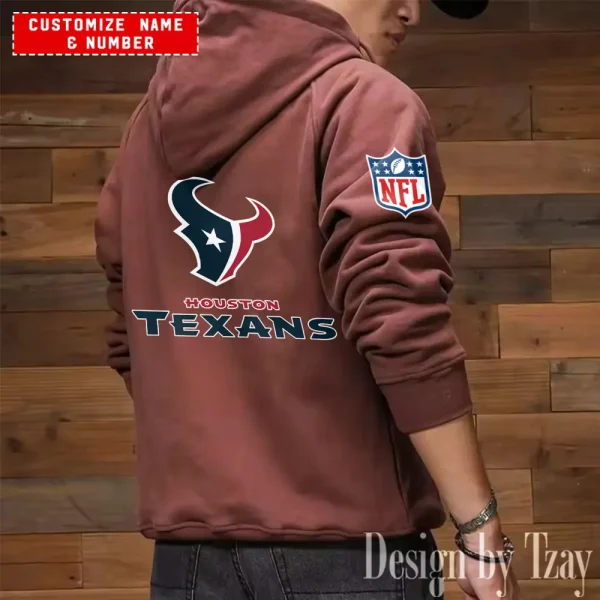 Houston Texans NFL Style Men's Hooded Multi-Pocket Vintage AZVMHD704 - Image 7