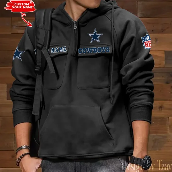 Dallas Cowboys Style Men's Hooded Multi-Pocket Vintage AZVMHD678 - Image 2