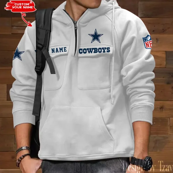 Dallas Cowboys Style Men's Hooded Multi-Pocket Vintage AZVMHD678 - Image 5