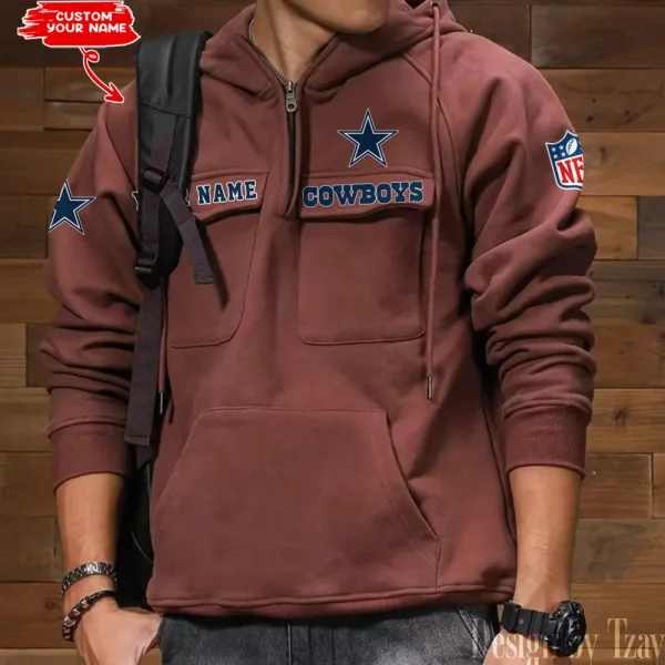 Dallas Cowboys Style Men's Hooded Multi-Pocket Vintage AZVMHD678 - Image 6