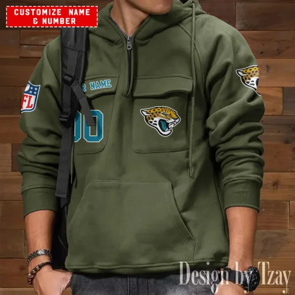 Jacksonville Jaguars NFL Style Men's Hooded Multi-Pocket Vintage AZVMHD708 - Image 3