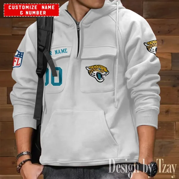 Jacksonville Jaguars NFL Style Men's Hooded Multi-Pocket Vintage AZVMHD708 - Image 4