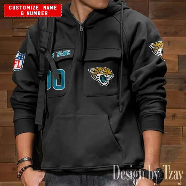 Jacksonville Jaguars NFL Style Men's Hooded Multi-Pocket Vintage AZVMHD708 - Image 5