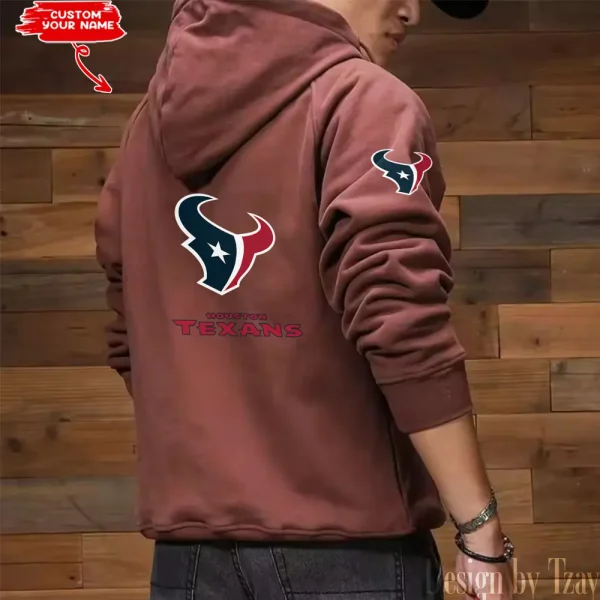 Houston Texans Style Men's Hooded Multi-Pocket Vintage AZVMHD682 - Image 6