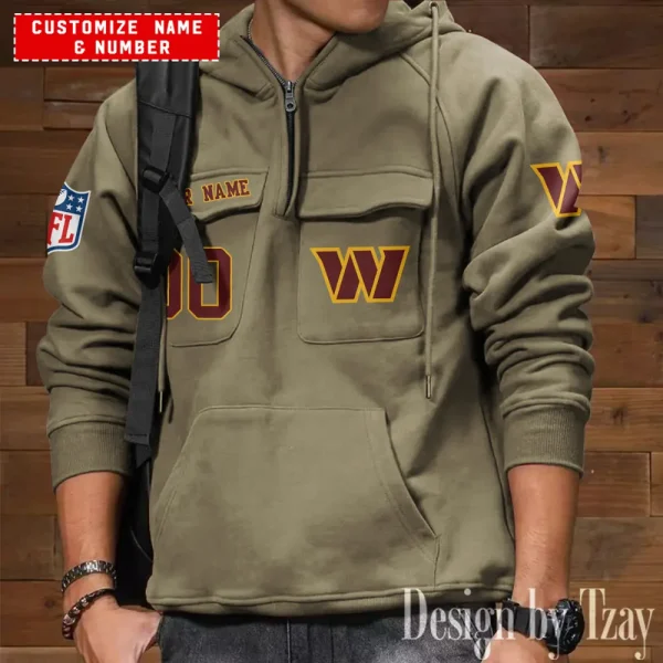 Washington Commanders NFL Style Men's Hooded Multi-Pocket Vintage AZVMHD709