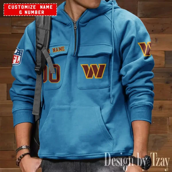 Washington Commanders NFL Style Men's Hooded Multi-Pocket Vintage AZVMHD709 - Image 2