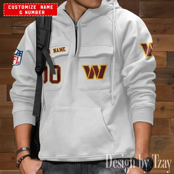 Washington Commanders NFL Style Men's Hooded Multi-Pocket Vintage AZVMHD709 - Image 4