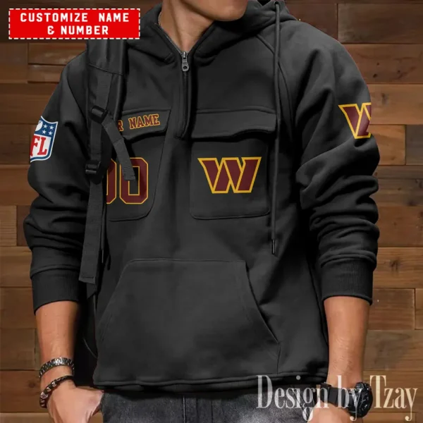 Washington Commanders NFL Style Men's Hooded Multi-Pocket Vintage AZVMHD709 - Image 5