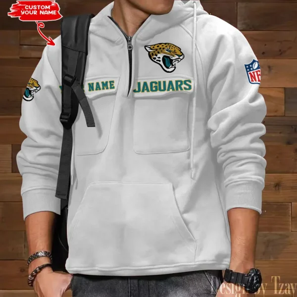 Jacksonville Jaguars Style Men's Hooded Multi-Pocket Vintage AZVMHD684 - Image 4