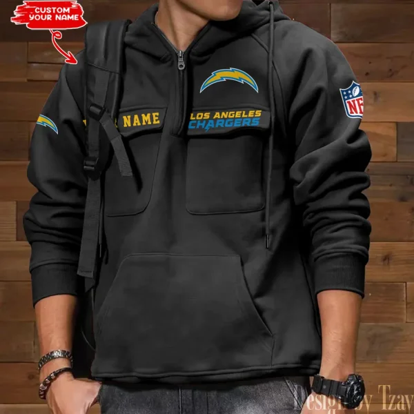 Los Angeles Chargers Style Men's Hooded Multi-Pocket Vintage AZVMHD687 - Image 3