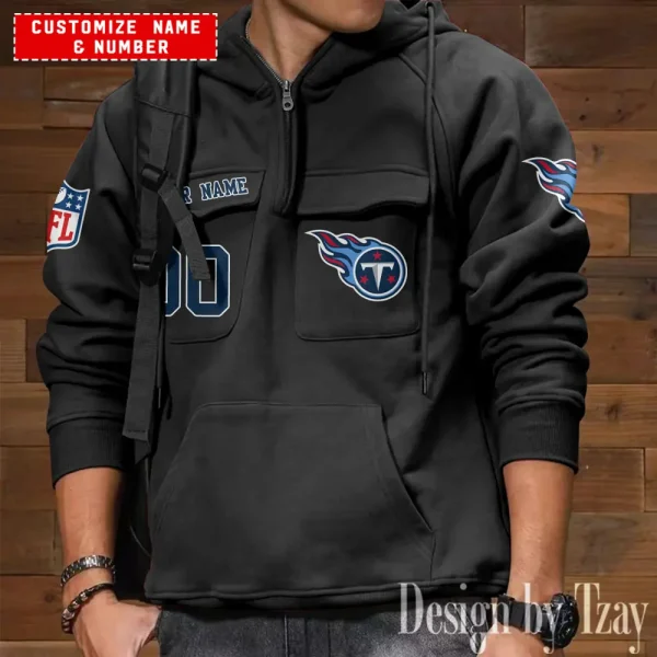 Tennessee Titans NFL Style Men's Hooded Multi-Pocket Vintage AZVMHD710 - Image 2