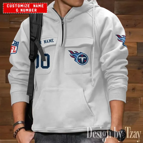 Tennessee Titans NFL Style Men's Hooded Multi-Pocket Vintage AZVMHD710 - Image 3