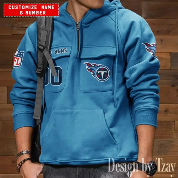 Tennessee Titans NFL Style Men's Hooded Multi-Pocket Vintage AZVMHD710 - Image 4