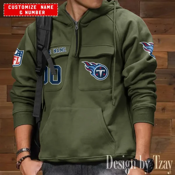 Tennessee Titans NFL Style Men's Hooded Multi-Pocket Vintage AZVMHD710 - Image 5