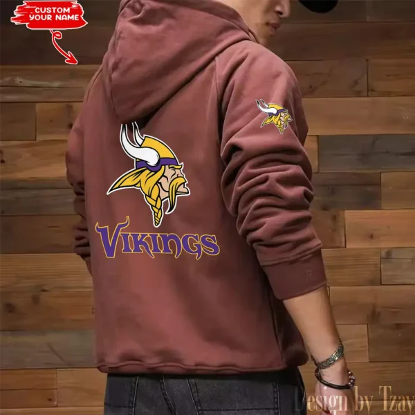 Minnesota Vikings Style Men's Hooded Multi-Pocket Vintage AZVMHD690 - Image 7