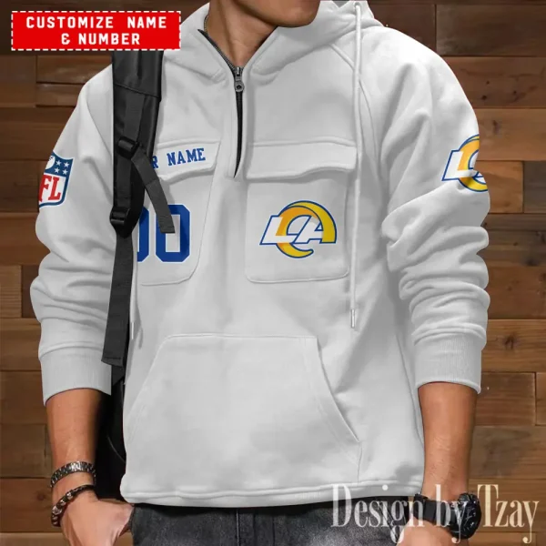 Los Angeles Rams NFL Style Men's Hooded Multi-Pocket Vintage AZVMHD712 - Image 3