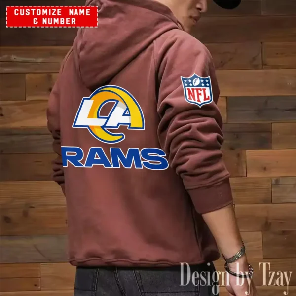 Los Angeles Rams NFL Style Men's Hooded Multi-Pocket Vintage AZVMHD712 - Image 7