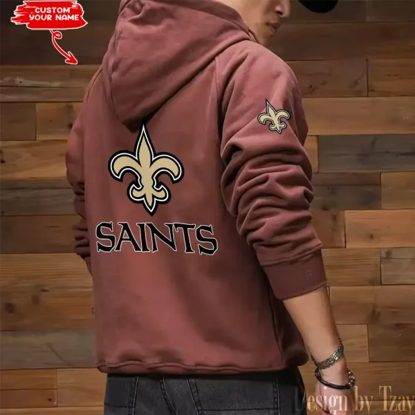 New Orleans Saints Style Men's Hooded Multi-Pocket Vintage AZVMHD692 - Image 7