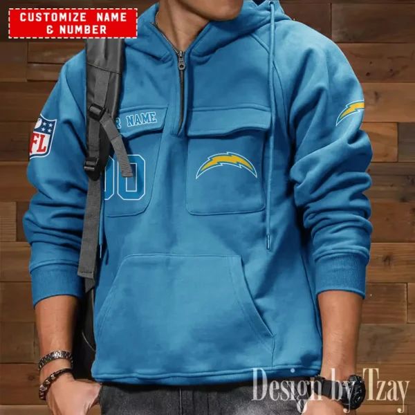 Los Angeles Chargers NFL Style Men's Hooded Multi-Pocket Vintage AZVMHD713