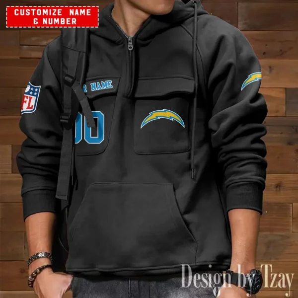 Los Angeles Chargers NFL Style Men's Hooded Multi-Pocket Vintage AZVMHD713 - Image 3