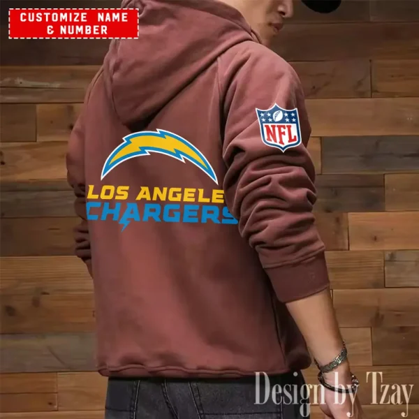 Los Angeles Chargers NFL Style Men's Hooded Multi-Pocket Vintage AZVMHD713 - Image 7