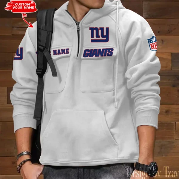 New York Giants Style Men's Hooded Multi-Pocket Vintage AZVMHD693 - Image 5
