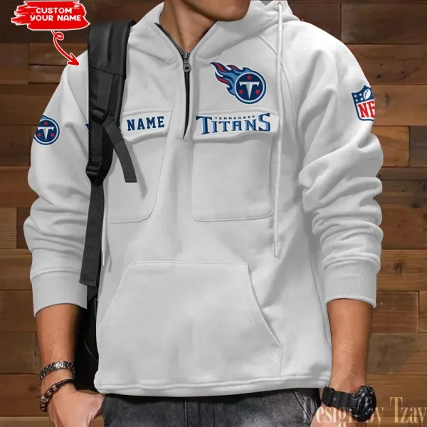 Tennessee Titans Style Men's Hooded Multi-Pocket Vintage AZVMHD700 - Image 2