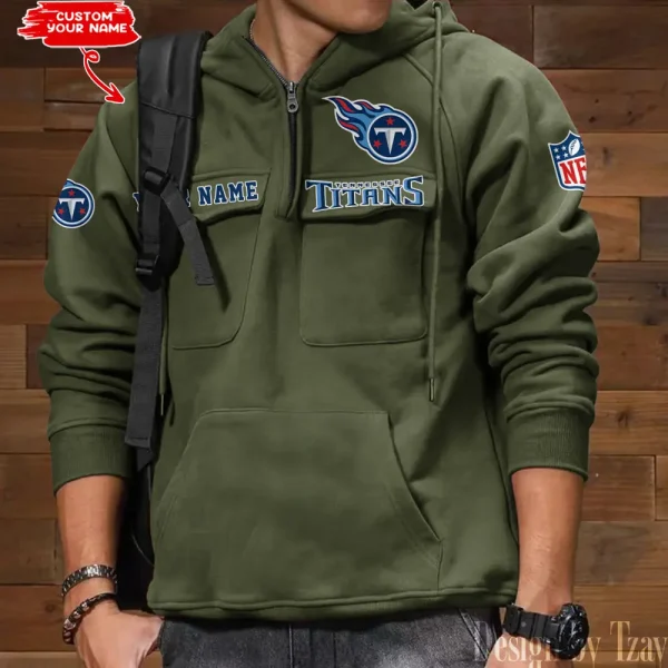 Tennessee Titans Style Men's Hooded Multi-Pocket Vintage AZVMHD700 - Image 4