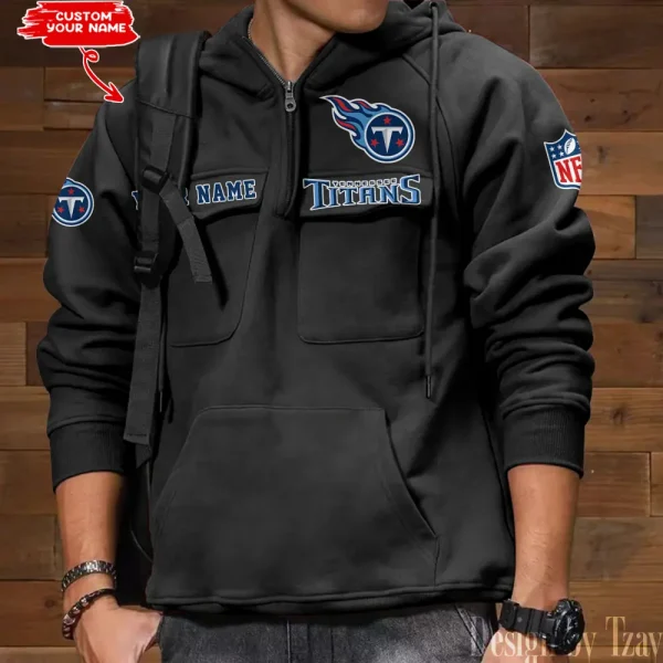 Tennessee Titans Style Men's Hooded Multi-Pocket Vintage AZVMHD700 - Image 6