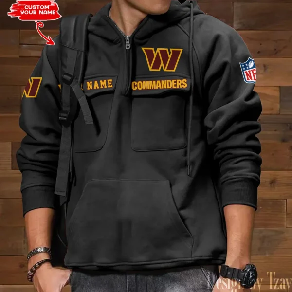 Washington Commanders Style Men's Hooded Multi-Pocket Vintage AZVMHD701 - Image 2