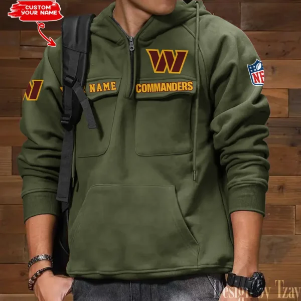 Washington Commanders Style Men's Hooded Multi-Pocket Vintage AZVMHD701 - Image 4