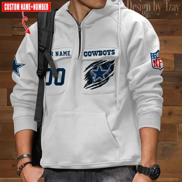 Dallas Cowboys NFL Style Men's Hooded Multi-Pocket Vintage AZVMHD759 - Image 3