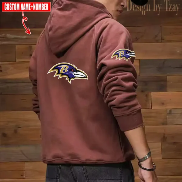 Baltimore Ravens NFL Style Men's Hooded Multi-Pocket Vintage AZVMHD765 - Image 2