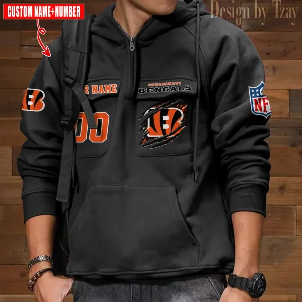 Cincinnati Bengals NFL Style Men's Hooded Multi-Pocket Vintage AZVMHD761