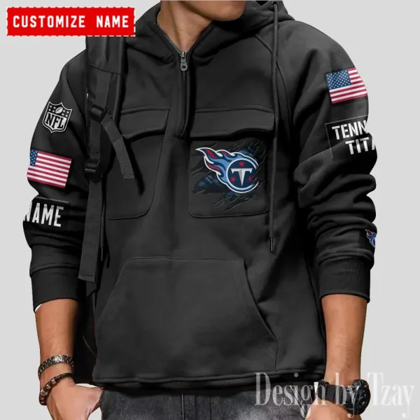 Tennessee Titans NFL Style Men's Hooded Multi-Pocket Vintage AZVMHD767 - Image 4