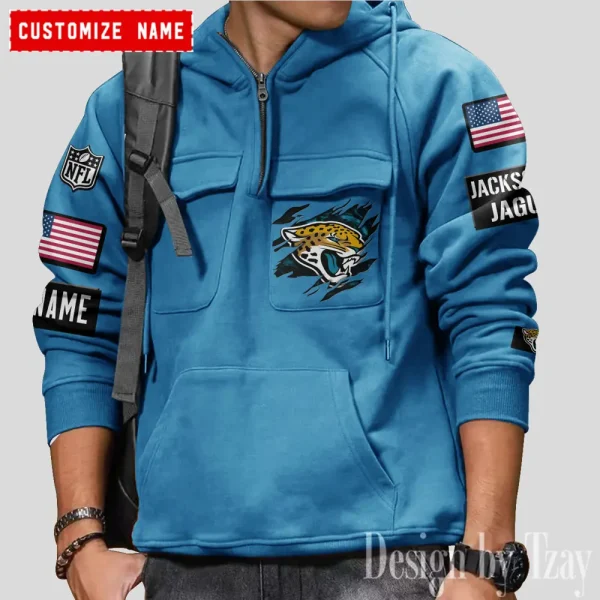 Jacksonville Jaguars NFL Style Men's Hooded Multi-Pocket Vintage AZVMHD783 - Image 4