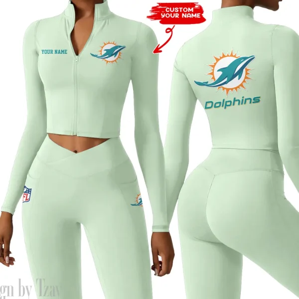 Miami Dolphins Long Sleeve Jacket Zip Up Running Sports SPTZSTW084 - Image 3
