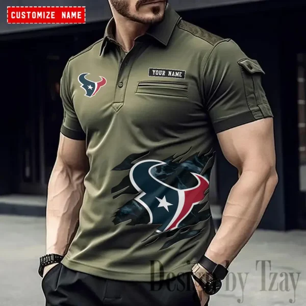 Houston Texans NFL NewFashion Men Polo Short Sleeve Shirt SPTMSPLS013 - Image 2