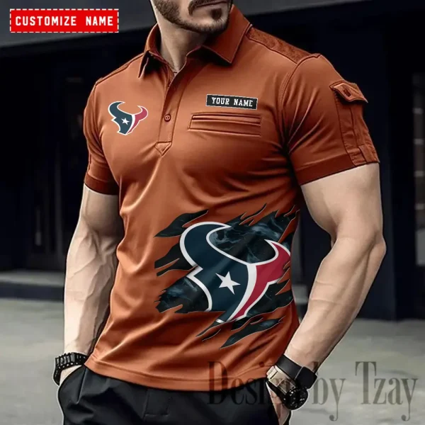 Houston Texans NFL NewFashion Men Polo Short Sleeve Shirt SPTMSPLS013 - Image 3