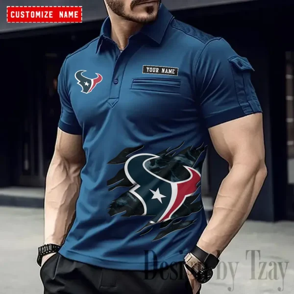 Houston Texans NFL NewFashion Men Polo Short Sleeve Shirt SPTMSPLS013 - Image 4