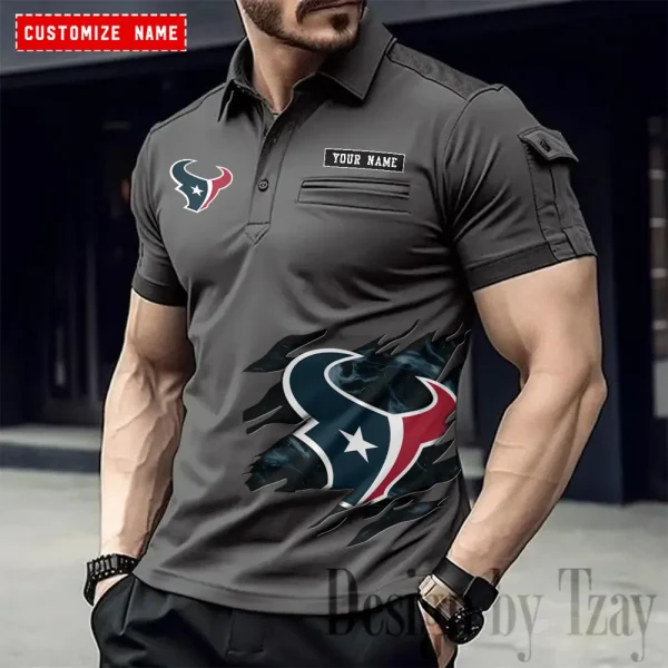 Houston Texans NFL NewFashion Men Polo Short Sleeve Shirt SPTMSPLS013 - Image 5