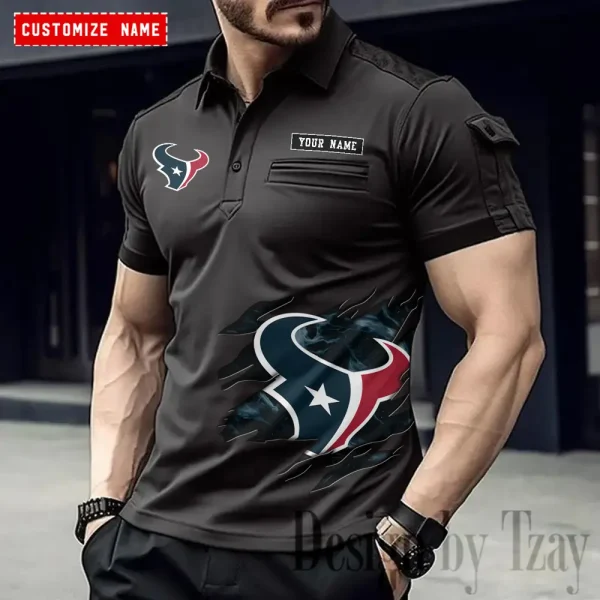 Houston Texans NFL NewFashion Men Polo Short Sleeve Shirt SPTMSPLS013