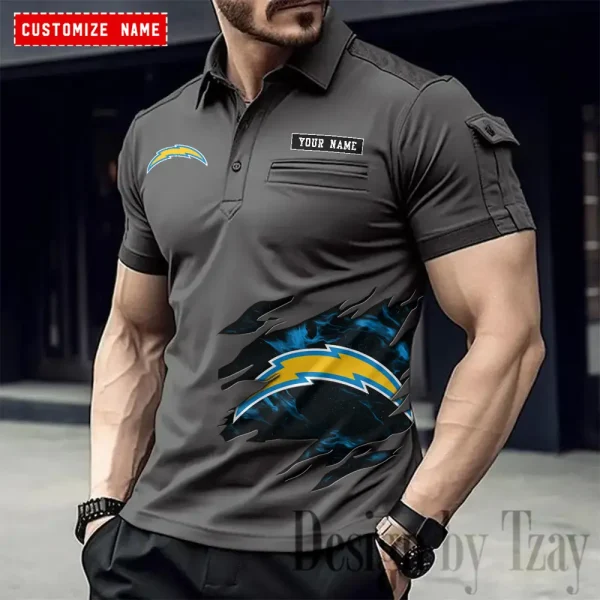 Los Angeles Chargers NFL NewFashion Men Polo Short Sleeve Shirt SPTMSPLS018 - Image 5