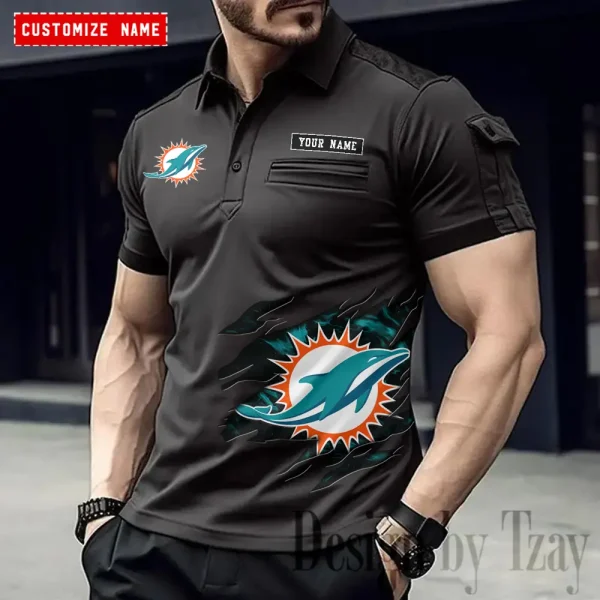 Miami Dolphins NFL NewFashion Men Polo Short Sleeve Shirt SPTMSPLS020 - Image 4