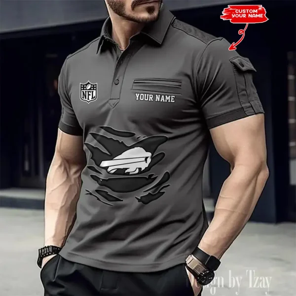 Buffalo Bills NFL NewFashion Men Polo Short Sleeve Shirt SPTMSPLS036 - Image 4