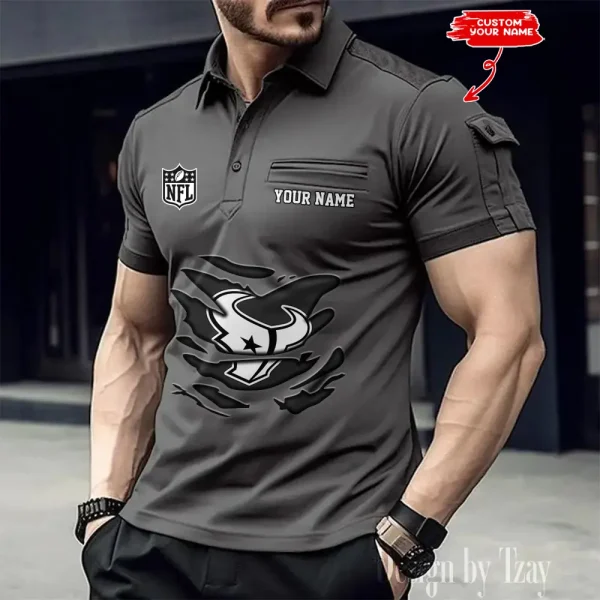 Houston Texans NFL NewFashion Men Polo Short Sleeve Shirt SPTMSPLS045