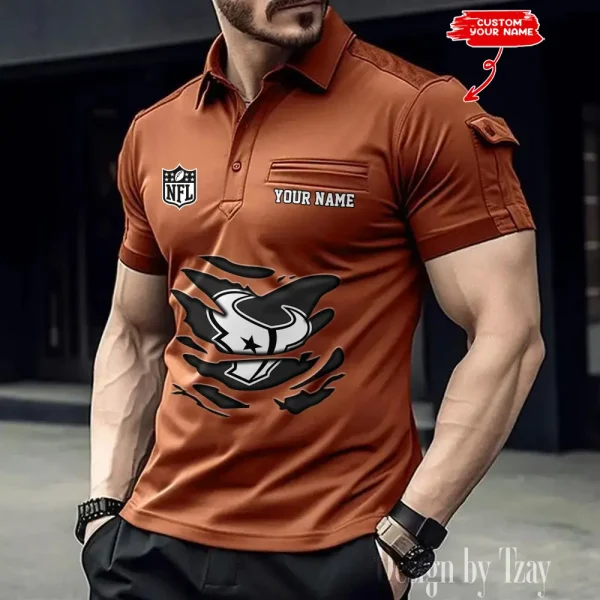 Houston Texans NFL NewFashion Men Polo Short Sleeve Shirt SPTMSPLS045 - Image 2