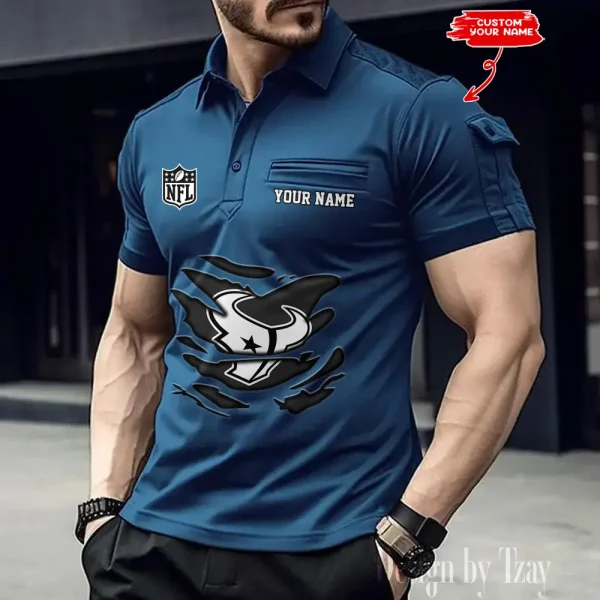Houston Texans NFL NewFashion Men Polo Short Sleeve Shirt SPTMSPLS045 - Image 3