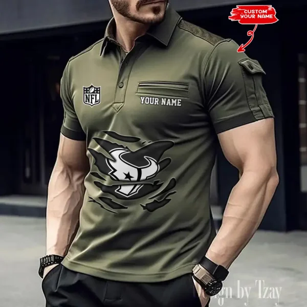 Houston Texans NFL NewFashion Men Polo Short Sleeve Shirt SPTMSPLS045 - Image 4